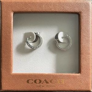 Coach Silver Pave Huggie Earrings